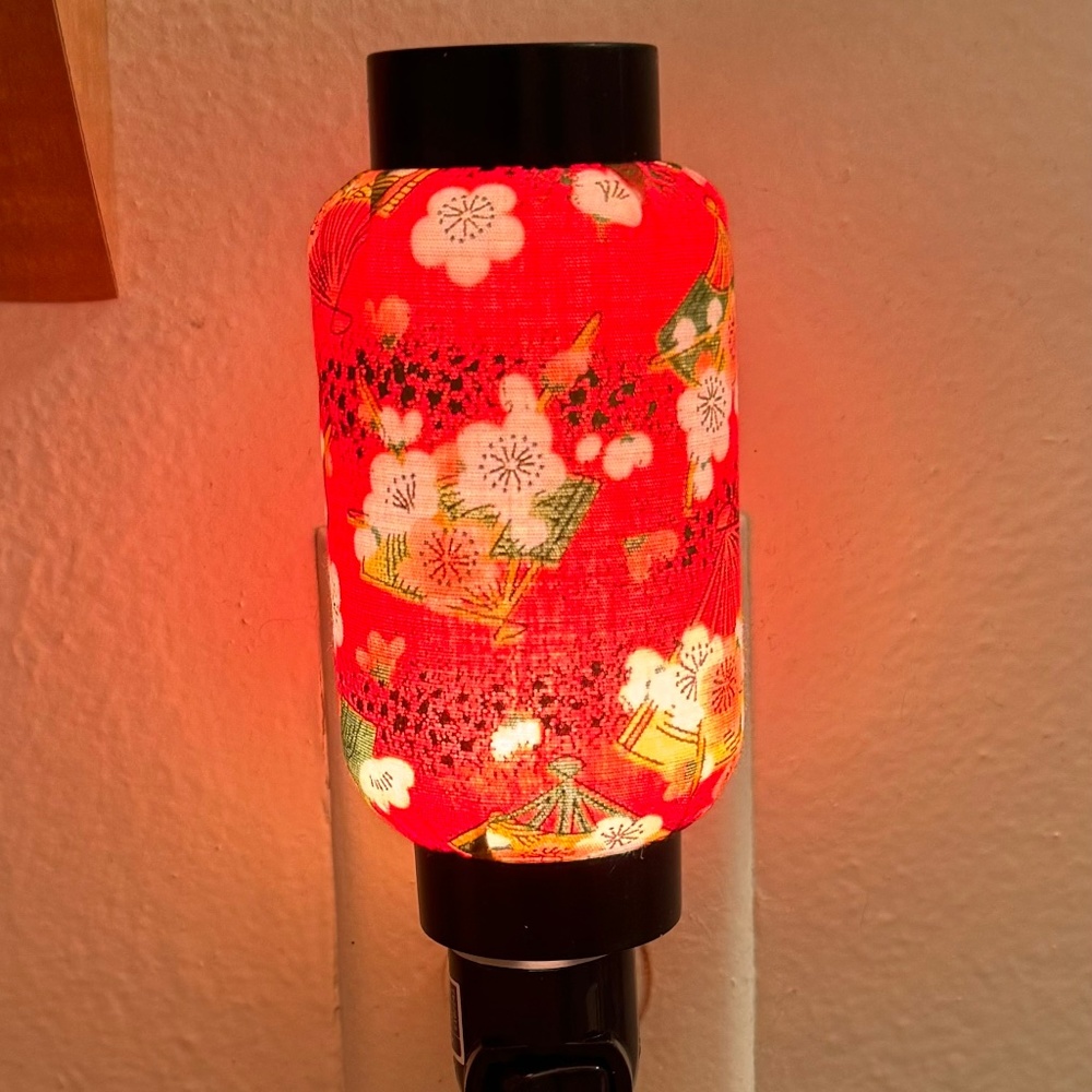 Floral Plum Sakura Fans Oriental Japanese  fabric wall plug-in Night Light N…